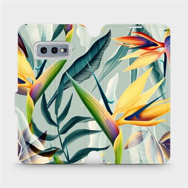 Flipové pouzdro Mobiwear - Samsung Galaxy S10e - MC02S Žluté velké květy a zelené listy