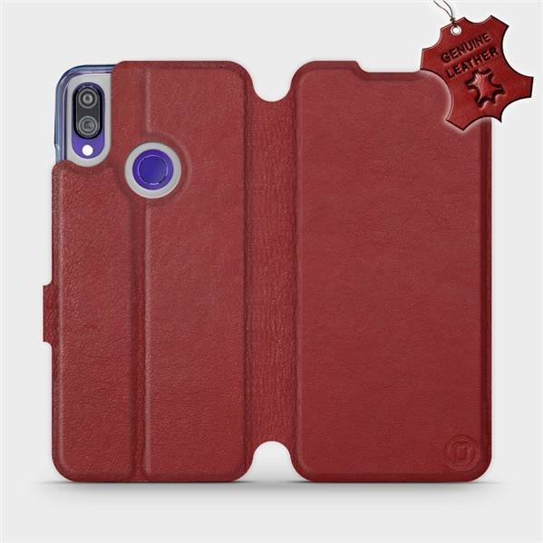 Kožené flip pouzdro Mobiwear - Xiaomi Redmi Note 7 - Tmavě červené