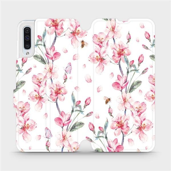 Flipové pouzdro Mobiwear - Samsung Galaxy A50 - M124S Růžové květy