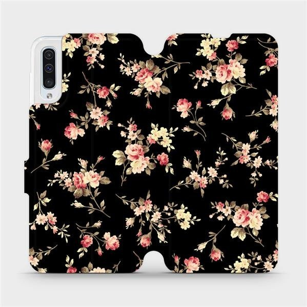 Flipové pouzdro Mobiwear - Samsung Galaxy A50 - VD02S Květy na černé