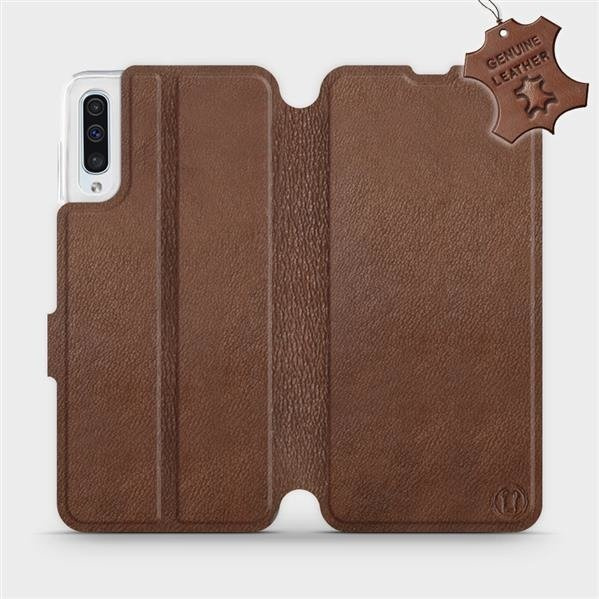 Kožené flip pouzdro Mobiwear - Samsung Galaxy A50 - Hnědé