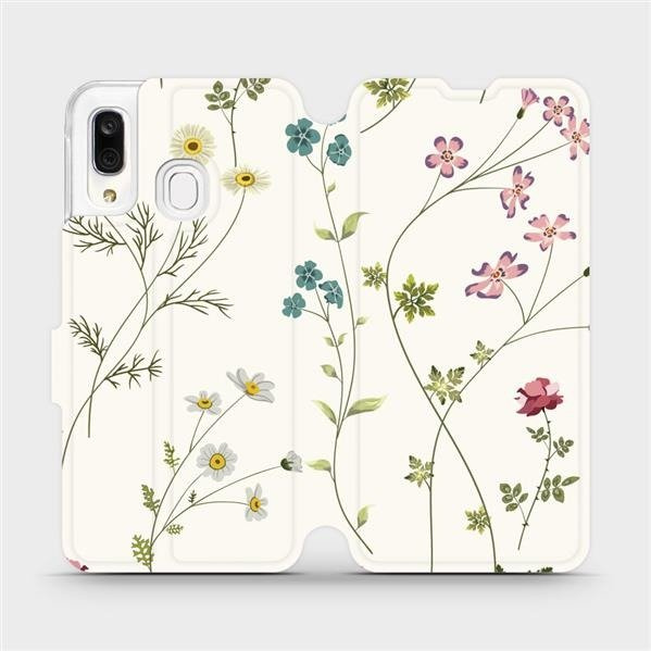 Flipové pouzdro Mobiwear - Samsung Galaxy A40 - MD03S Tenké rostlinky s květy