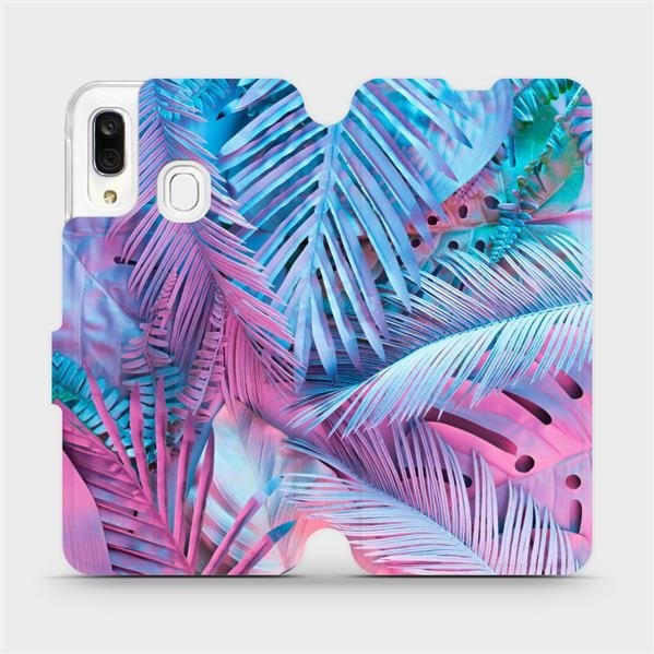 Flipové pouzdro Mobiwear - Samsung Galaxy A40 - MG10S Fialové a modré listy