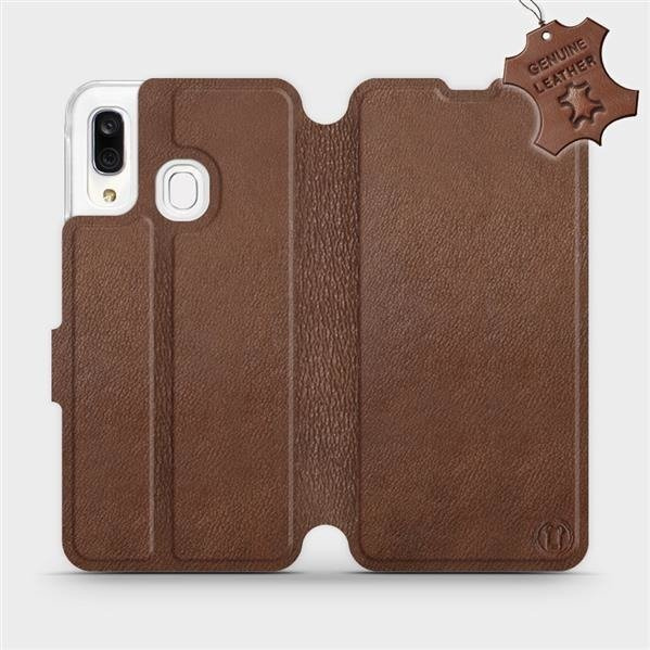 Kožené flip pouzdro Mobiwear - Samsung Galaxy A40 - Hnědé