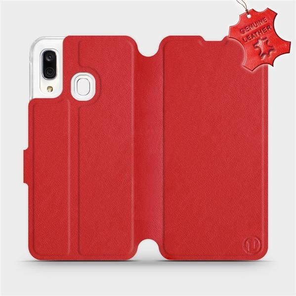Kožené flip pouzdro Mobiwear - Samsung Galaxy A40 - Červené