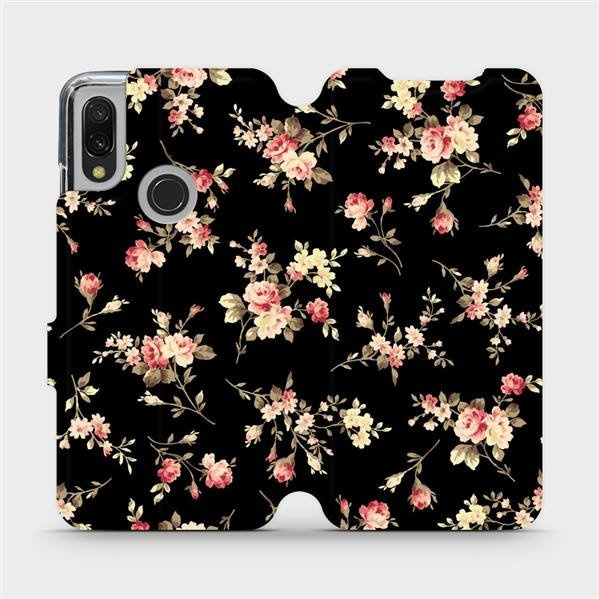 Flipové pouzdro Mobiwear - Xiaomi Redmi 7 - VD02S Květy na černé