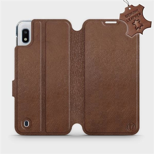 Kožené flip pouzdro Mobiwear - Samsung Galaxy A10 - Hnědé