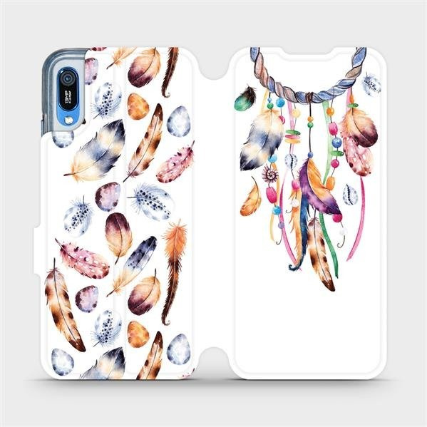 Flipové pouzdro Mobiwear - Huawei Y6 2019 - M003S Lapač a barevná pírka