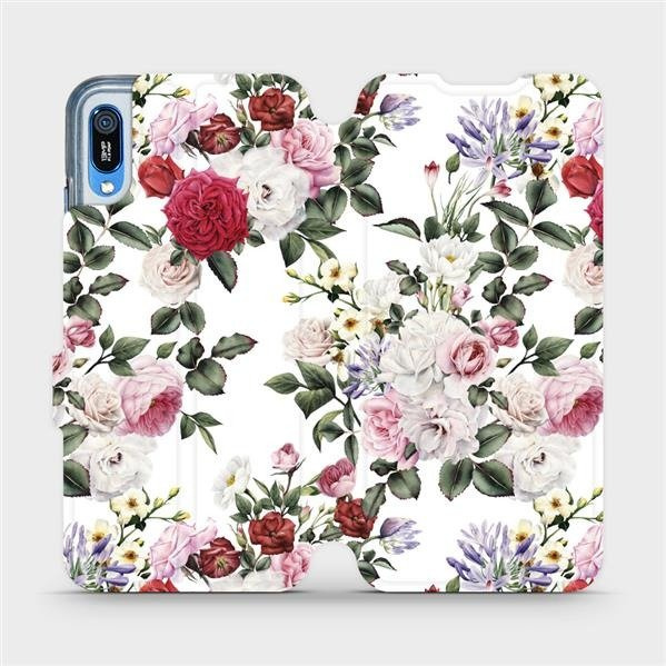 Flipové pouzdro Mobiwear - Huawei Y6 2019 - MD01S Růže na bílé