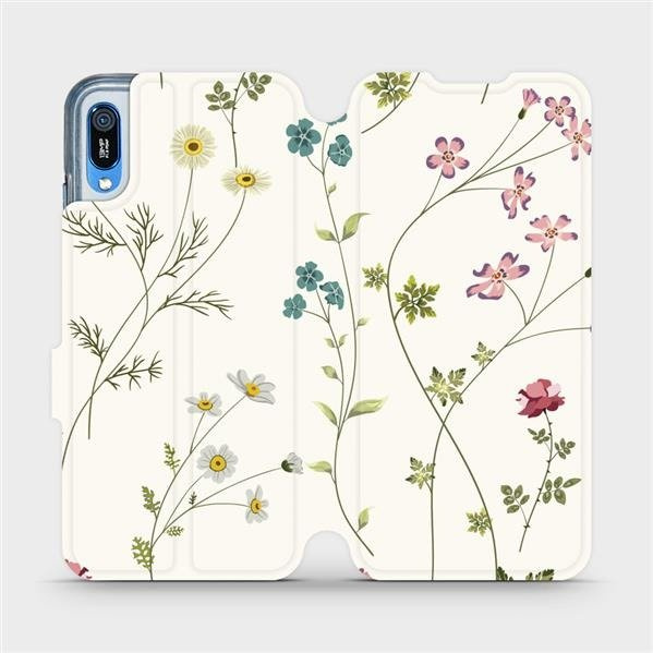Flipové pouzdro Mobiwear - Huawei Y6 2019 - MD03S Tenké rostlinky s květy