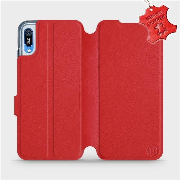 Kožené flip pouzdro Mobiwear - Huawei Y6 2019 - Červené