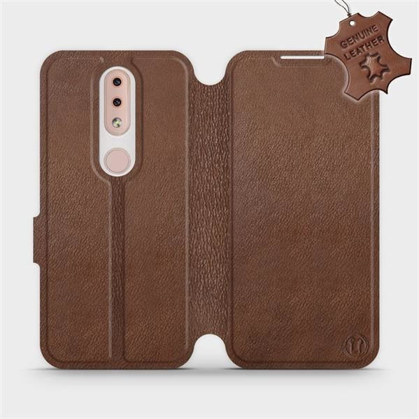 Kožené flip pouzdro Mobiwear - Nokia 4.2 - Hnědé