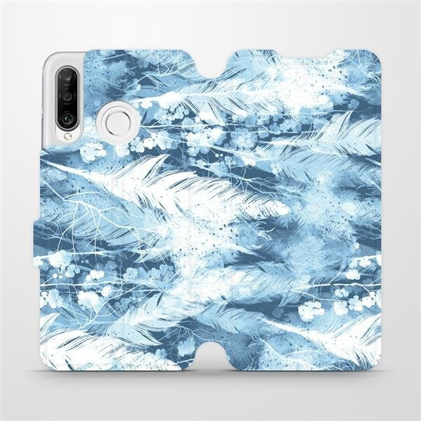 Flipové pouzdro Mobiwear - Huawei P30 Lite - M058S Světle modrá horizontální pírka
