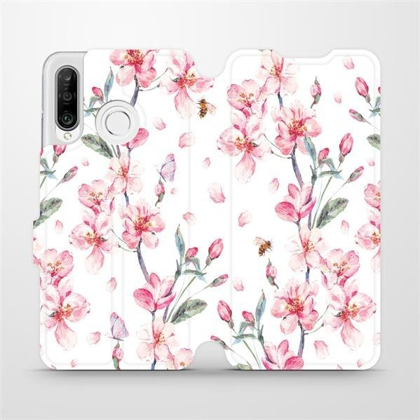 Flipové pouzdro Mobiwear - Huawei P30 Lite - M124S Růžové květy