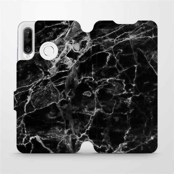 Flipové pouzdro Mobiwear - Huawei P30 Lite - V056P Černý mramor