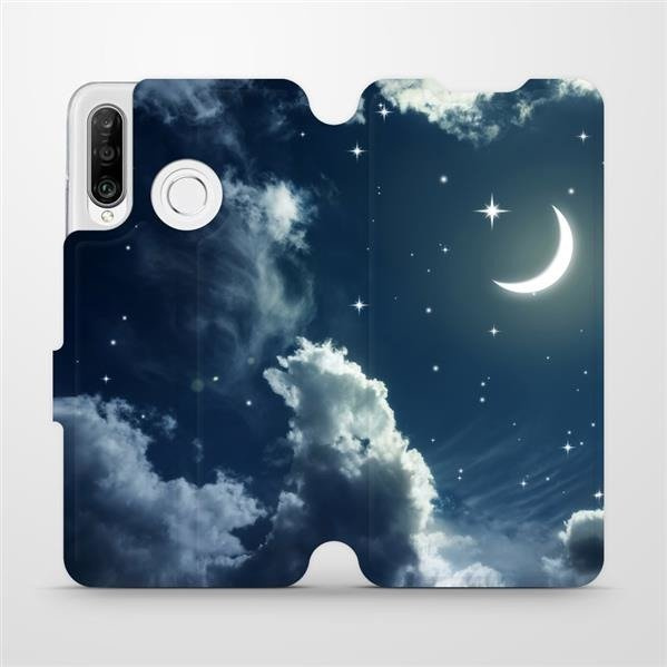 Flipové pouzdro Mobiwear - Huawei P30 Lite - V145P Noční obloha s měsícem