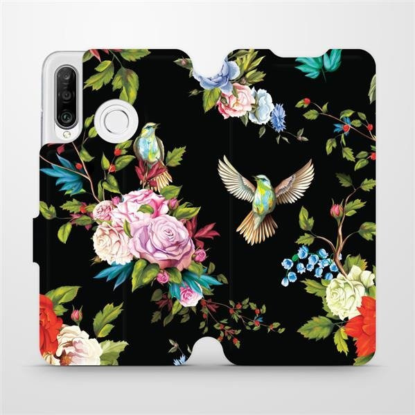 Flipové pouzdro Mobiwear - Huawei P30 Lite - VD09S Ptáčci a květy