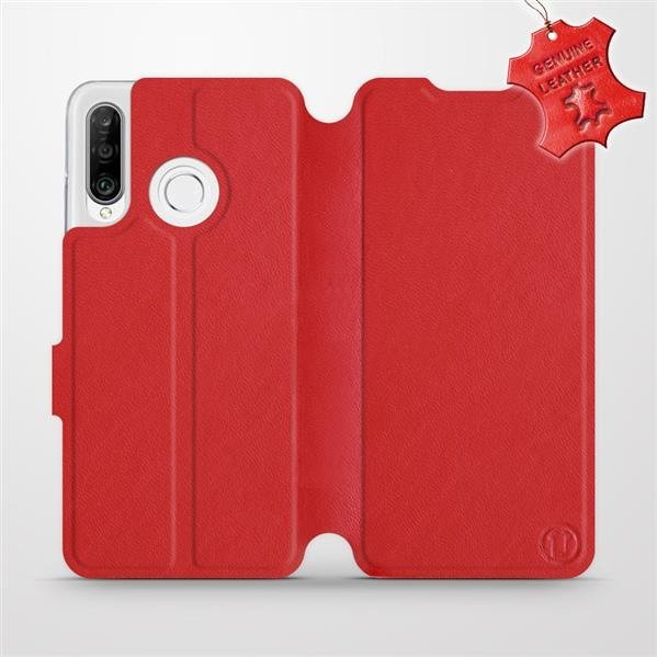 Kožené flip pouzdro Mobiwear - Huawei P30 Lite - Červené