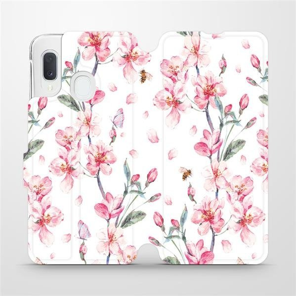 Flipové pouzdro Mobiwear - Samsung Galaxy A20e - M124S Růžové květy