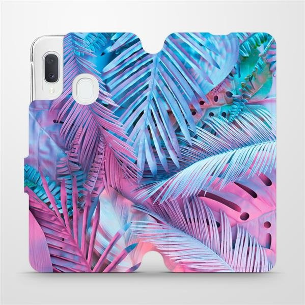 Flipové pouzdro Mobiwear - Samsung Galaxy A20e - MG10S Fialové a modré listy