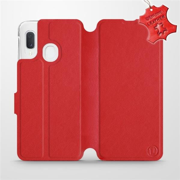 Kožené flip pouzdro Mobiwear - Samsung Galaxy A20e - Červené