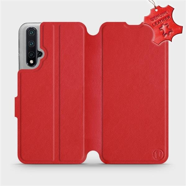 Kožené flip pouzdro Mobiwear - Honor 20 - Červené