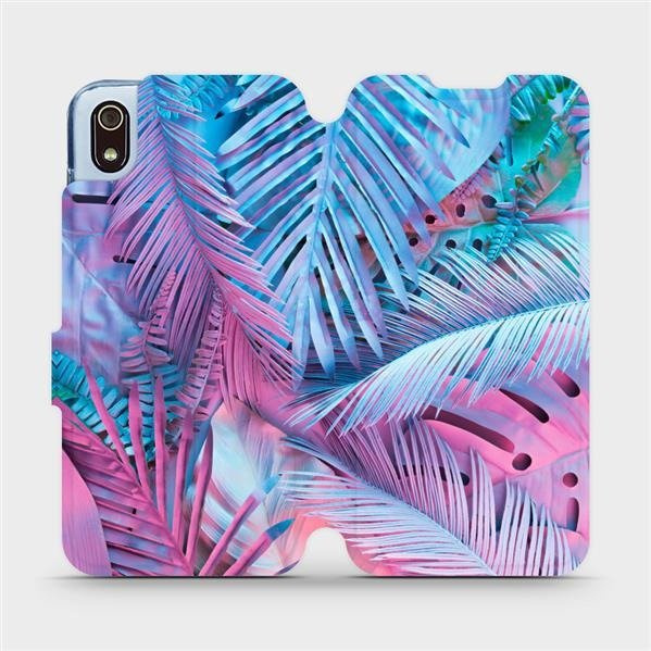 Flipové pouzdro Mobiwear - Xiaomi Redmi 7A - MG10S Fialové a modré listy