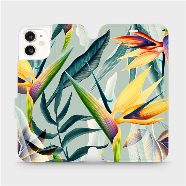 Flipové pouzdro Mobiwear - Apple iPhone 11 - MC02S Žluté velké květy a zelené listy