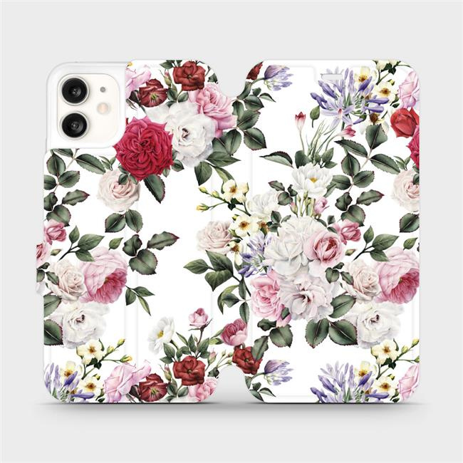 Flipové pouzdro Mobiwear - Apple iPhone 11 - MD01S Růže na bílé