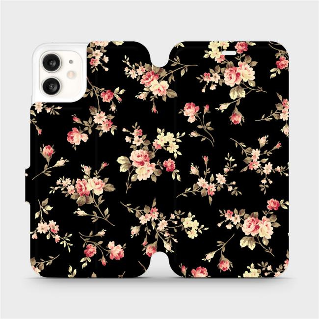 Flipové pouzdro Mobiwear - Apple iPhone 11 - VD02S Květy na černé