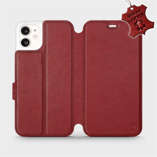 Kožené flip pouzdro Mobiwear - Apple iPhone 11 - Tmavě červené