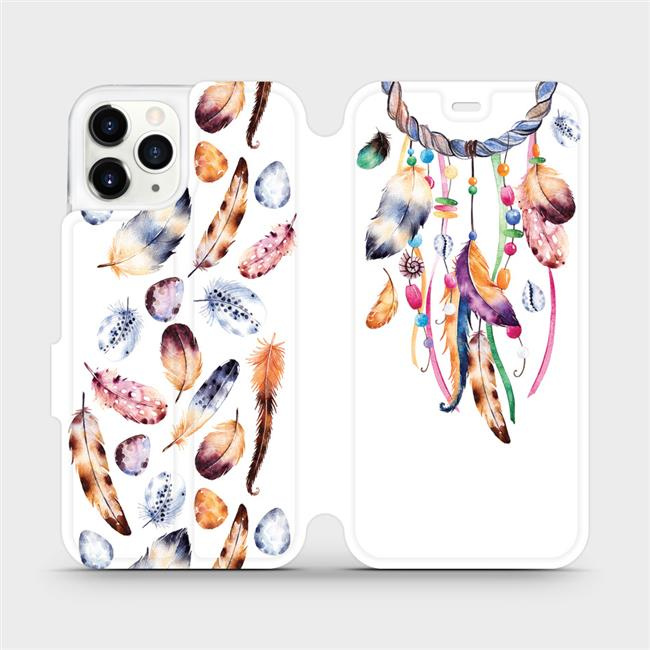 Flipové pouzdro Mobiwear - Apple iPhone 11 Pro - M003S Lapač a barevná pírka