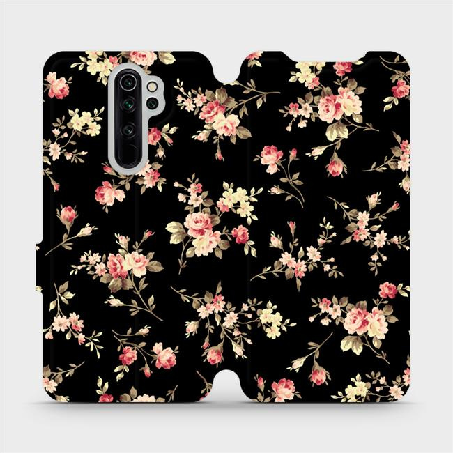 Flipové pouzdro Mobiwear - Xiaomi Redmi Note 8 Pro - VD02S Květy na černé
