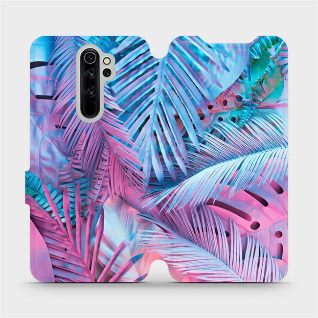 Flipové pouzdro Mobiwear - Xiaomi Redmi Note 8 Pro - MG10S Fialové a modré listy