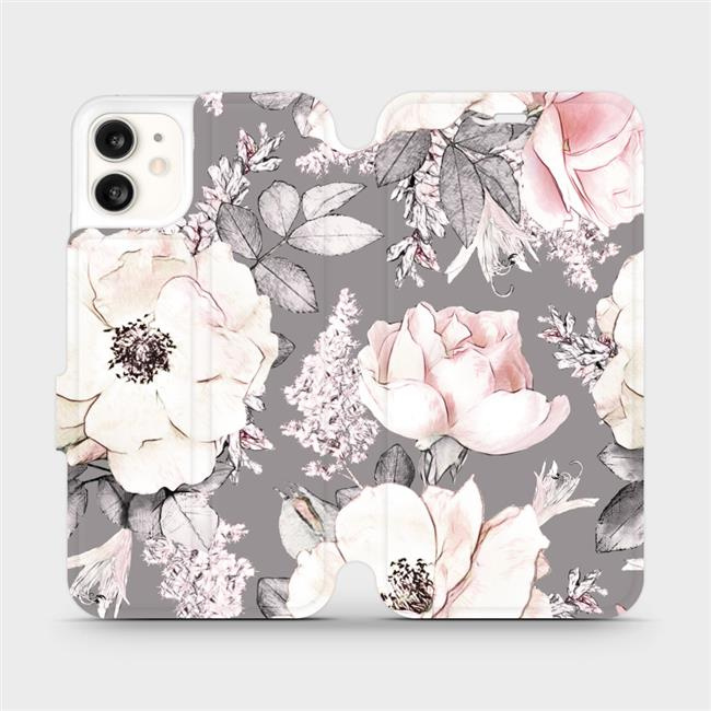 Flipové pouzdro Mobiwear - Apple iPhone 11 - MX06S Květy na šedém pozadí
