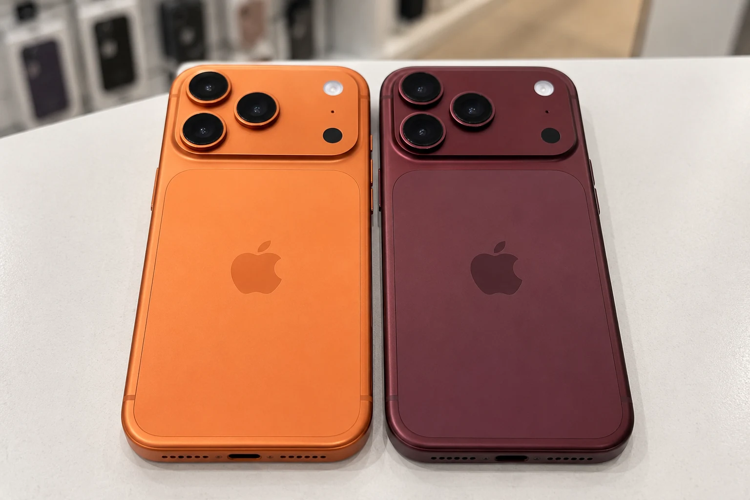 iPhone 17 Pro a iPhone 18 Pro vedle sebe, pohled na zadní stranu a fotomodul