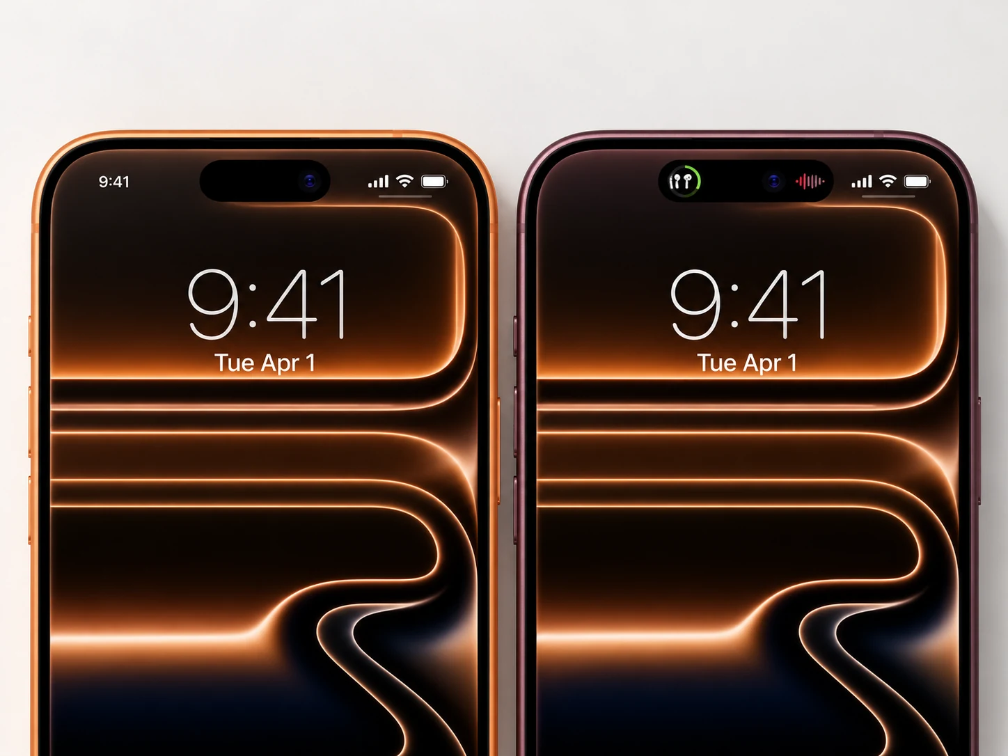 Srovnání Dynamic Island na iPhone 17 Pro a iPhone 18 Pro