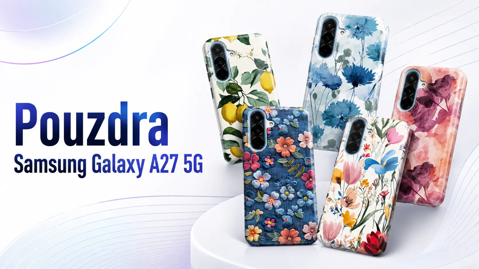 Jaké pouzdro na Samsung Galaxy A27 5G? Kytice s pírkem, letní louka, mramor nebo kožené černé. Vyberte si svůj styl