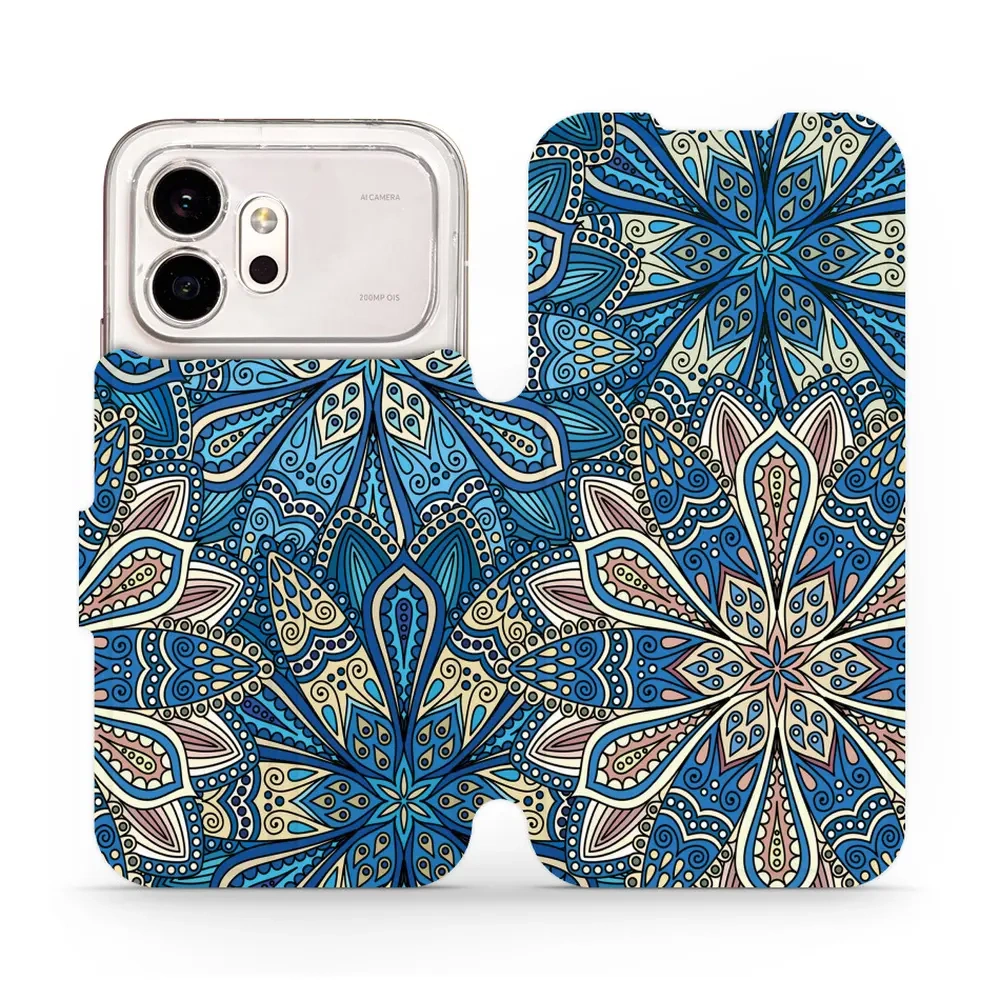Flip pouzdro Mobiwear na Honor 600, motiv modré mandala květy