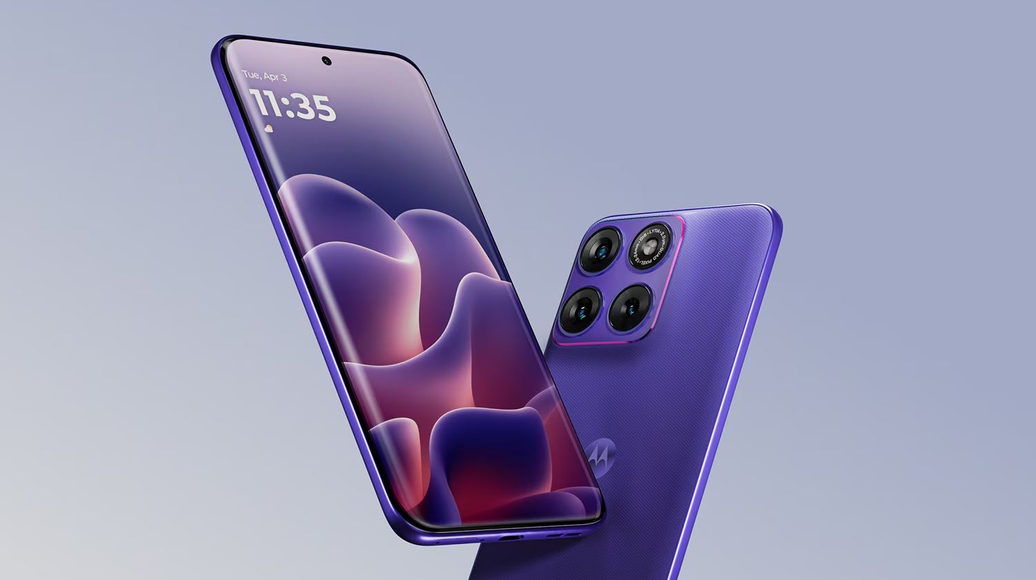 Motorola Edge 70 Fusion, zakřivený design a tělo s texturou Pantone