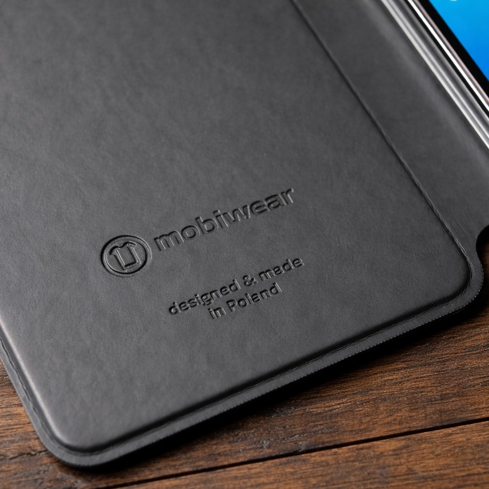 Kožené flip pouzdro Mobiwear - Apple iPhone 17 Pro - Černé