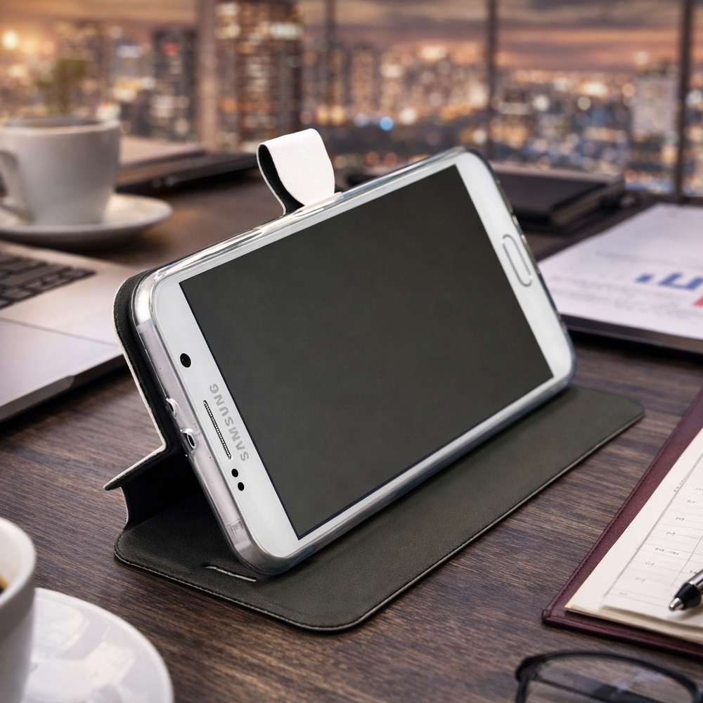 Kožené flip pouzdro Mobiwear - Apple iPhone 17 Pro - Černé