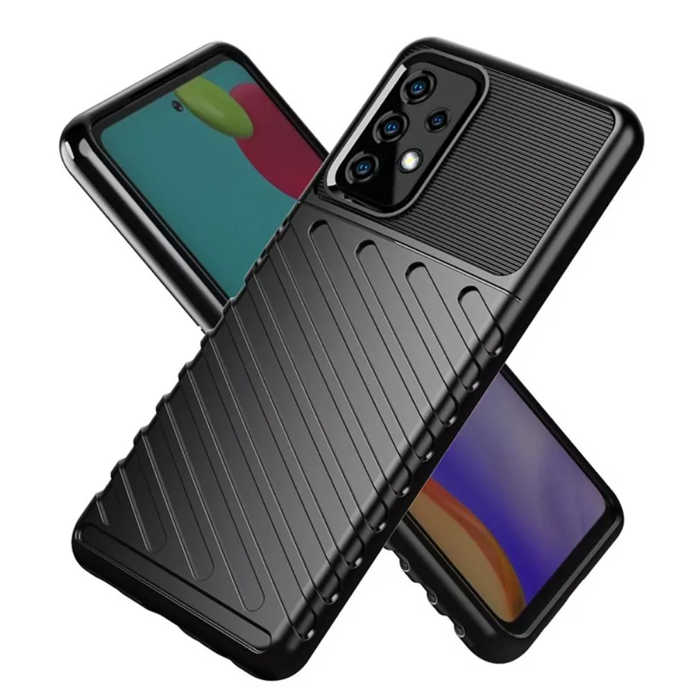 Odolnější gumové pouzdro Armored Thunder na mobilní telefon Samsung Galaxy A72 Černé