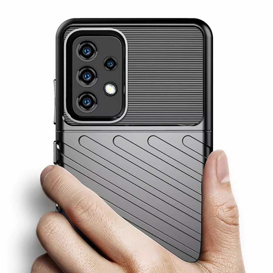 Odolnější gumové pouzdro Armored Thunder na mobilní telefon Samsung Galaxy A72 Černé