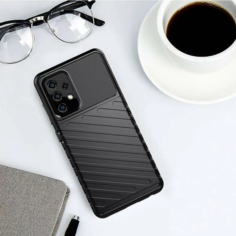 Odolnější gumové pouzdro Armored Thunder na mobilní telefon Samsung Galaxy A72 Černé