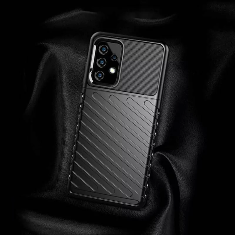 Odolnější gumové pouzdro Armored Thunder na mobilní telefon Samsung Galaxy A72 Černé