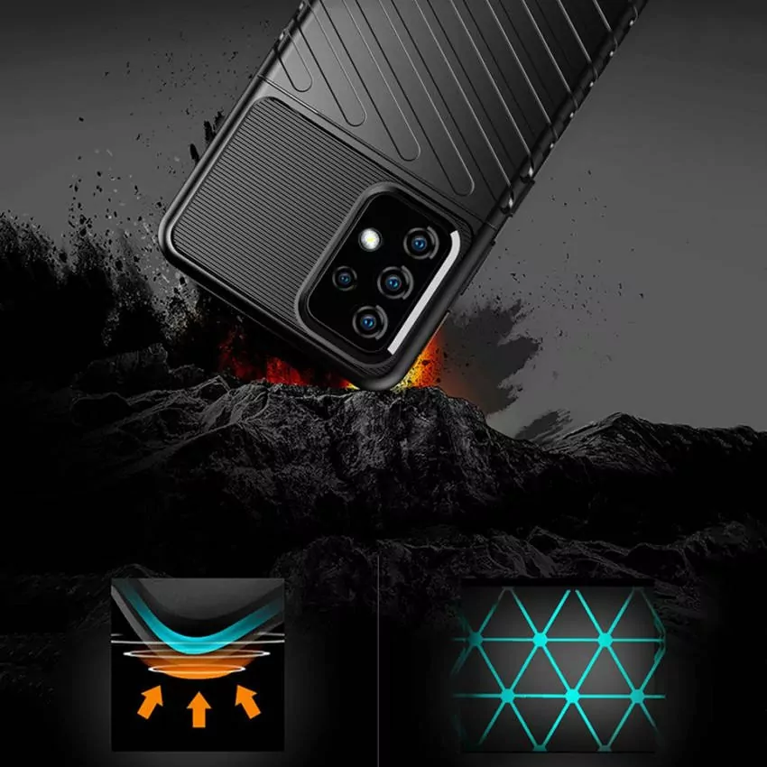 Odolnější gumové pouzdro Armored Thunder na mobilní telefon Samsung Galaxy A72 Černé