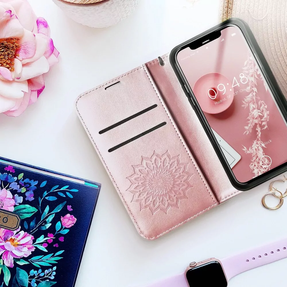 Flipové pouzdro Coolcase Mezzo na mobil Samsung Galaxy A32 5G - Mandala rose gold