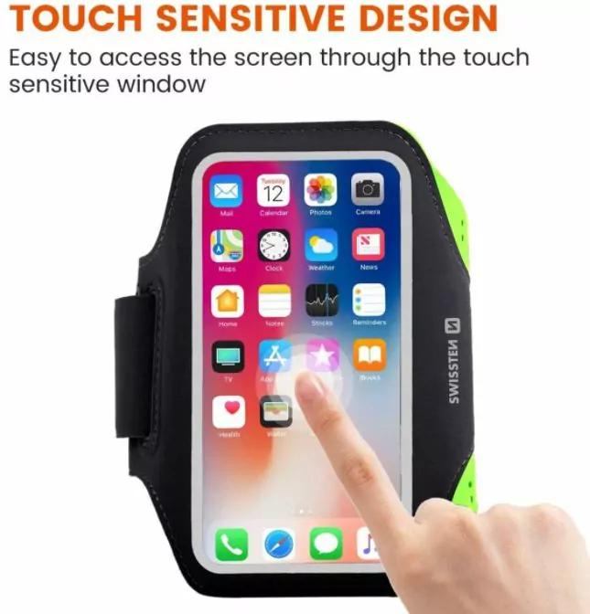 Sportovní pouzdro na ruku na běhání SWISSTEN ARMBAND pro mobily do 6" růžové