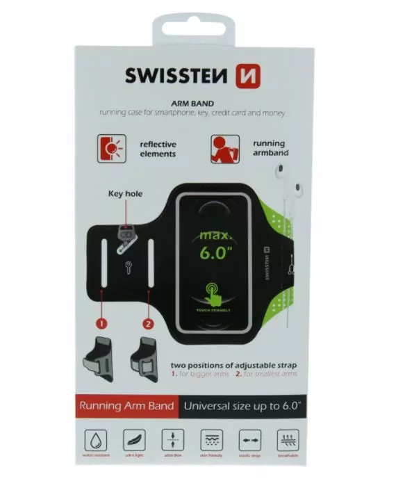 Sportovní pouzdro na ruku na běhání SWISSTEN ARMBAND pro mobily do 6" růžové